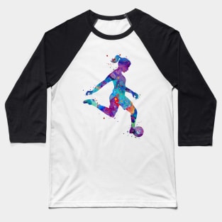 Girl Soccer Player Watercolor Painting Art Print Gifts Baseball T-Shirt